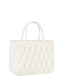 Quilted Top Handle Tote Bag JYE-0481 WHITE